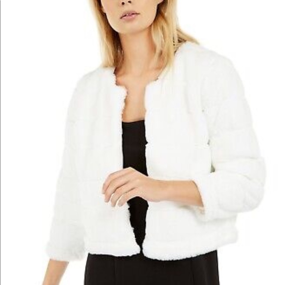 Calvin Klein, Women’s Faux Fur Wrap Jacket, White/ Cream, Size: S